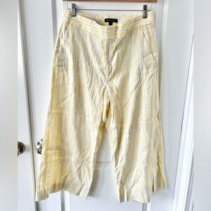Banana Republic High Rise Wide leg Linen Cotton Cropped Pin Stripe Pants Size 10